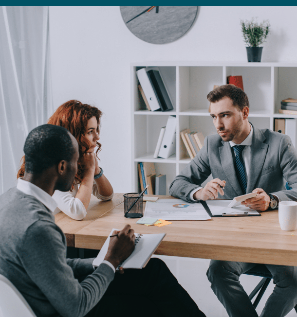 a couple is communicating with lawyer